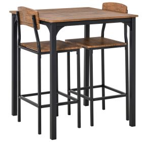 3-Piece Dining Set Industrial Counter Height Bar Table and Chairs Black