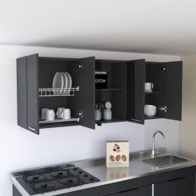 Superior Wall Cabinet Peoria, Four Interior Shelves, Black Wengue Finish