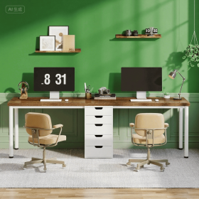 Two Person Computer Desk with 5 Drawers, 78.7 Inches Extra Long Double Office Desk, Modern Simple Double Computer Desk Study Writing Table Workst
