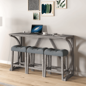 Bar Table Set with Power Outlet, Bar Table and Chairs Set, 4 Piece Dining Table Set, Industrial Breakfast Table Set, for Living Room, Dining Room (title: default title)