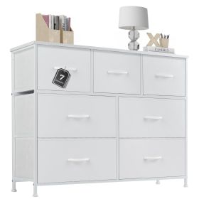 Desser For Bedroom With 7 Fabric Drawers Organizer Storage Closet Chest Clothes For Living Room Display Cabinet Of Furniture (Color: White)